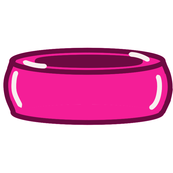 A bright pink, stout cylinder with white highlights.